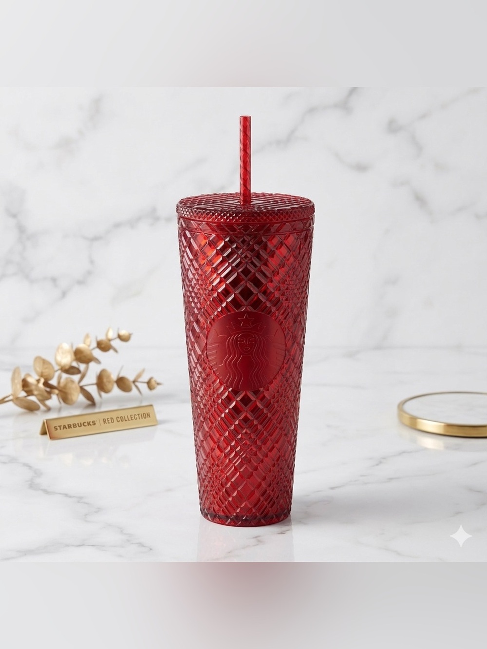 Starbucks 2021 Winter Ruby Red Bling Jeweled Tumbler Venti 24oz Cold Cup